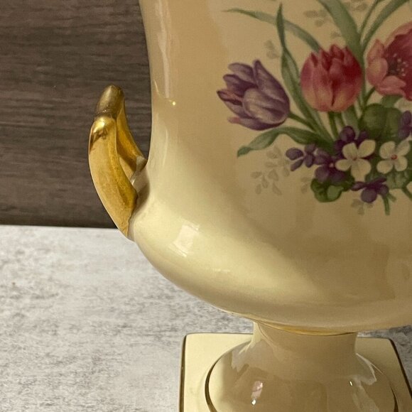 Vintage Trenton Potteries Cream Spring Floral Neoclassic Urn Vase Ceramic 8.25" - Picture 6 of 11